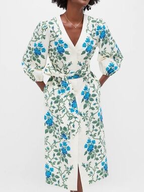 Tuckernuck Cerulean Vine Cotton Poplin Lachlan Dres- NWOT Size XS